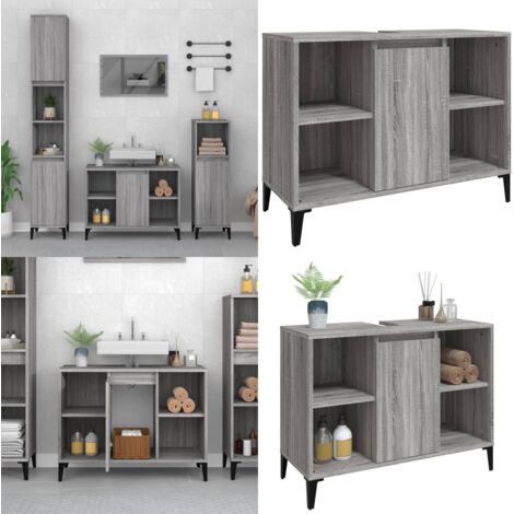 Mobile Lavabo Grigio Sonoma 80x33x60 cm in Legno Multistrato - Lavabo - Mobile in legno