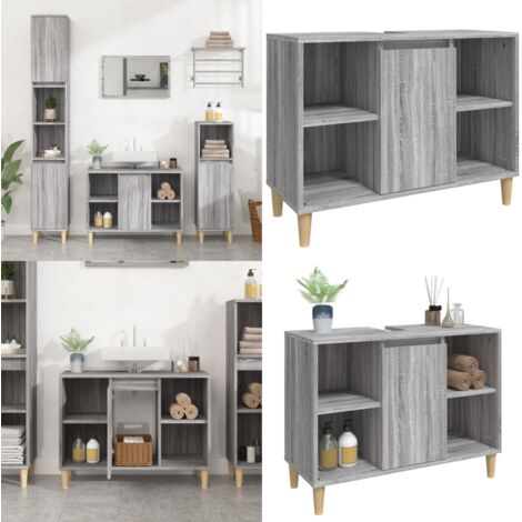 Mobile Lavabo Grigio Sonoma 80x33x60 cm in Legno Multistrato - Lavabo - Mobile in legno