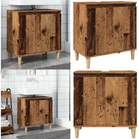 Mobile Lavabo Legno Antico 58x33x60 cm in Legno Multistrato - Lavabo - Armadietto da bagno