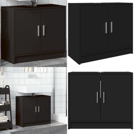 Mobile Lavabo Nero 63x29x55 cm in Truciolato - Lavabo - Armadietto da bagno