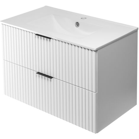 Mobile lavabo, Nero, 80 x 57 x 46 cm, maniglia dorata, senza piano di lavoro