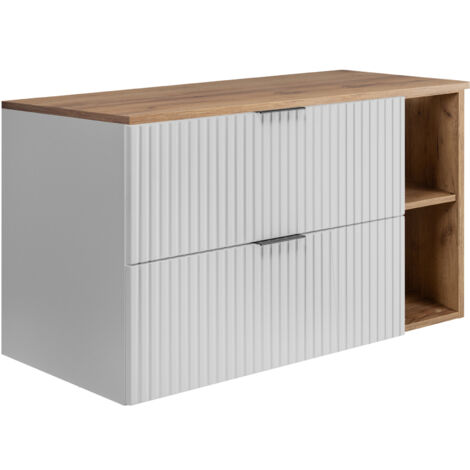 Mobile lavabo, Nero / Bianco + maniglia oro, 140(2 x 60 + 20) x 57 x 46 cm + Piano