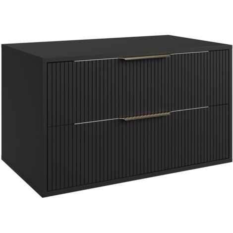 Mobile lavabo Rimini 80 cm - Nero - Mobile bagno con cassetti