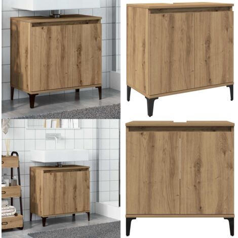 Mobile Lavabo Rovere Artigianale 58x33x60 cm Legno Multistrato - Lavabo - Armadio da bagno