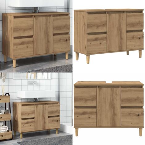 Mobile Lavabo Rovere Artigianale 80x33x60 cm Legno Multistrato - Lavabo - Mobile in legno