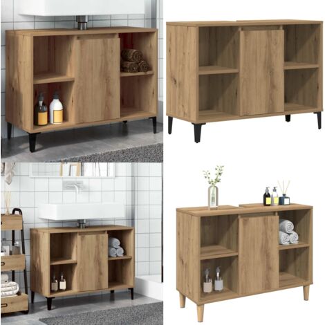Mobile Lavabo Rovere Artigianale 80x33x60 cm Legno Multistrato - Lavabo - Mobile in legno