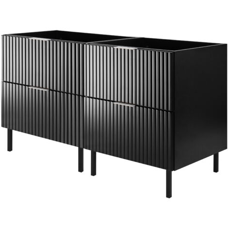Mobile lavabo, Rovere Craft + maniglia nera, 60 x 77 x 46 cm, senza piano di lavoro, piedi neri
