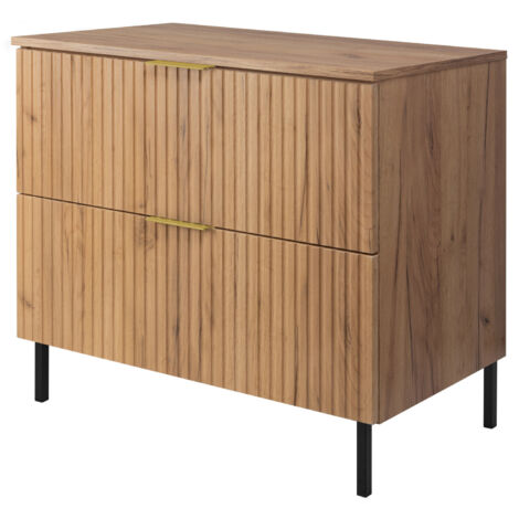 Mobile lavabo, Rovere Craft / Nero + maniglia nera, 100 (80 + 20) x 57 x 46 cm
