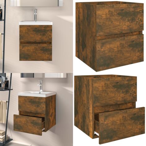 Mobile Lavabo Rovere Fumo 41x38,5x45 cm in Legno Multistrato - Lavabo - Mobile in legno