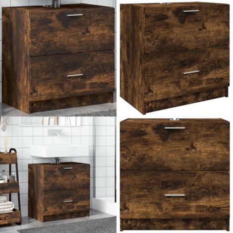 Mobile Lavabo Rovere Fumo 59x37x59 cm in Truciolare - Lavabo - Armadio da bagno