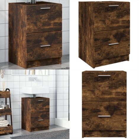 Mobile Lavabo Rovere Fumo 80x33x60 cm in Legno Multistrato - Lavabo - Armadio da bagno