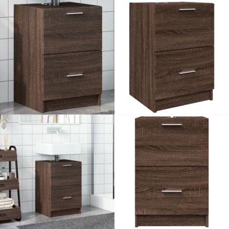 Mobile Lavabo Rovere Marrone 40x37x59 cm in Truciolare - Lavabo - Armadio da bagno