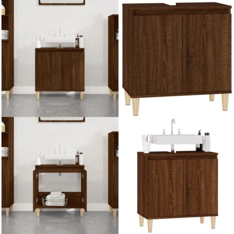 Mobile Lavabo Rovere Marrone 58x33x60 cm in Legno Multistrato - Lavabo - Armadietto da bagno