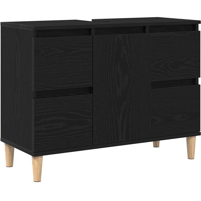 Armadio Sottolavello Con Cassetto Rovere Nero 80 X 33 X 60 Cm Vidaxl