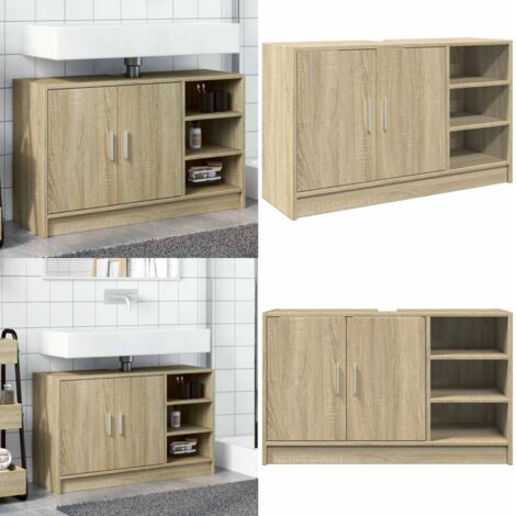 Mobile Lavabo Rovere Sonoma 90x29x55 cm in Truciolare - Lavabo - Armadietto da bagno