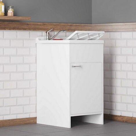 Mobile lavanderia 45x50cm lavatoio bianco asse lavapanni 9006K Negrari