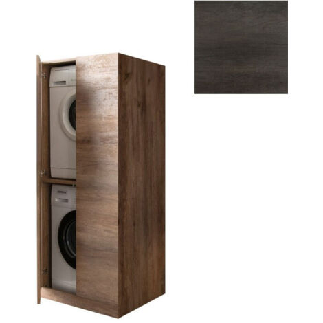 Mobile Lavanderia a Colonna per Lavatrice e Asciugatrice con Ante 70x70x174A cm in Nobilitato Unika Olmo Scuro