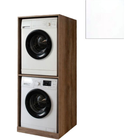 Mobile Lavanderia a Colonna per Lavatrice e Asciugatrice Senza Ante 70x70x174A cm in Nobilitato Unika Bianco Latte