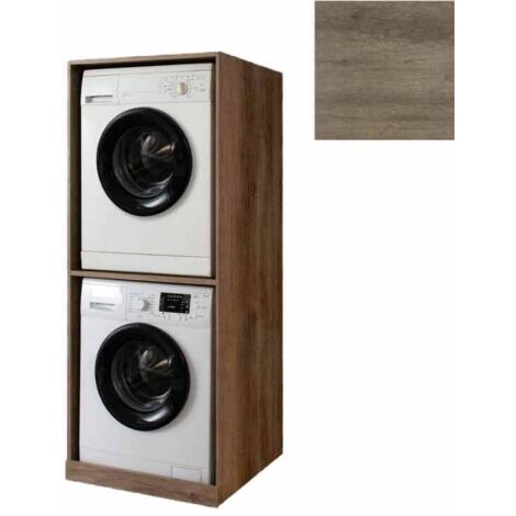 Mobile Lavanderia a Colonna per Lavatrice e Asciugatrice Senza Ante 70x70x174A cm in Nobilitato Unika Olmo Naturale