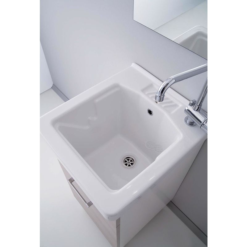 Lavabo Ceramica Per Lavanderia.Mobile Lavanderia Onda 45x50 1 Anta Completa Di Ceramica Rovere Sbiancato On45x50 Rs