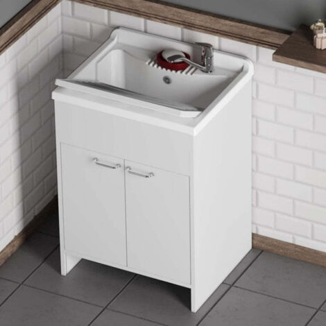 Mobile lavatoio 2 ante con pannelli in legno nobilitato Serie Panda - 60x60xH84 cm