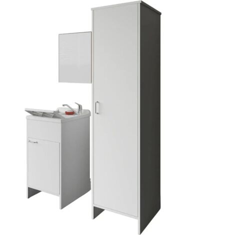 Mobile Lavatoio 45x50x85 con Colonna 45x50x182 e Specchio 45x60