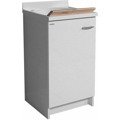 Mobile Lavatoio 45x50x85cm Anta Asse in Legno Montegrappa Marella Bianco Sinistra con Cesto