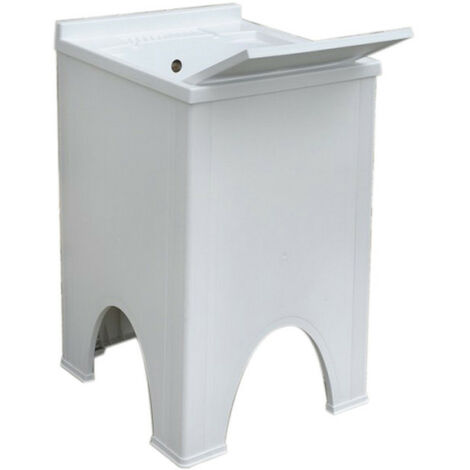 Mobile Lavatoio 50 x 50 H80 cm - Anche Per Uso Esterno - Installazione A Terra - Colore Bianco - In Resina