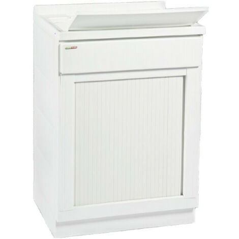Mobile Lavatoio 60 x 50 H87 cm - Adatto Per Esterni - Installazione A Terra - Colore Bianco - Vasca In Metacrilato