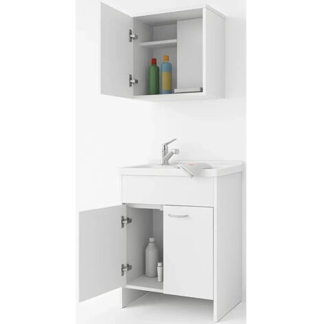 Mobile Lavatoio 60x50x85 cm con Pensile 60x34x52 cm 2 Ante