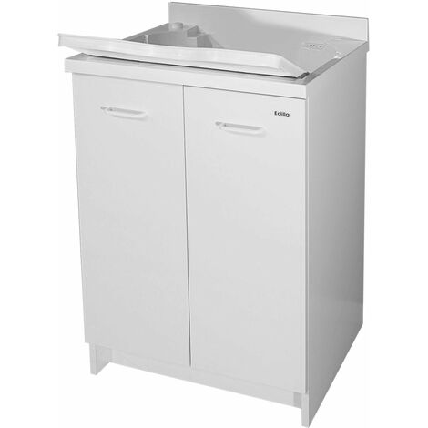 Mobile Lavatoio 60x50x85cm 2 Ante Asse in Termoplastico Montegrappa Edilla Bianco con Cesto