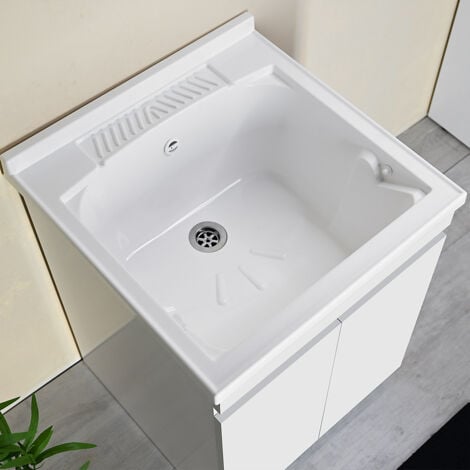 Mobile lavatoio 60x60 con vasca in plastica Resina PP ZARA BIANCO
