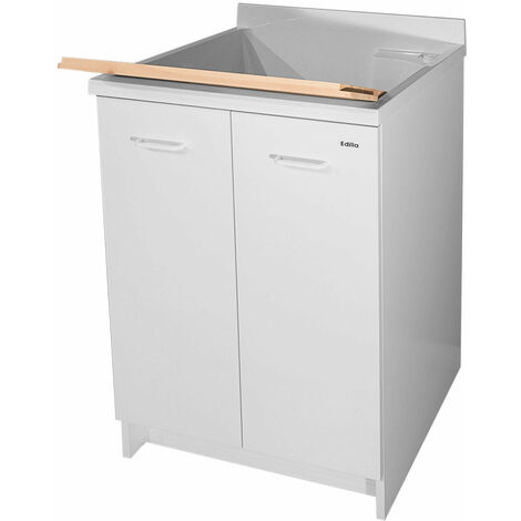 Mobile Lavatoio 60x60x85cm 2 Ante Asse in Legno Montegrappa Edilla Bianco con Cesto