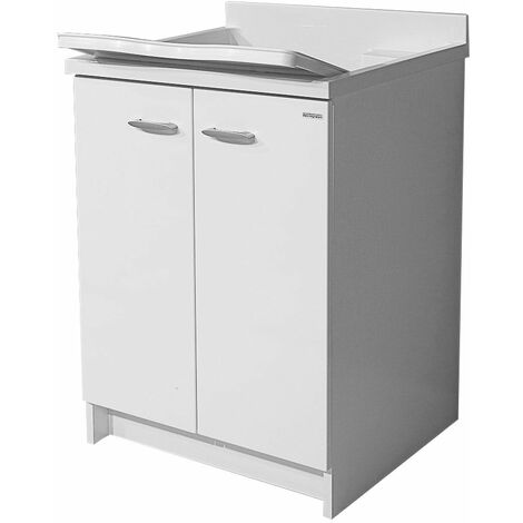 Mobile Lavatoio 60x60x85cm 2 Ante Asse in Termoplastico Montegrappa Marella Bianco con Cesto