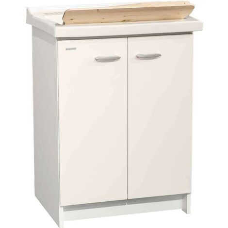 Mobile Lavatoio 63x50x87 cm 2 Ante Asse in Legno Montegrappa Acqua Marella Bianco Lucido