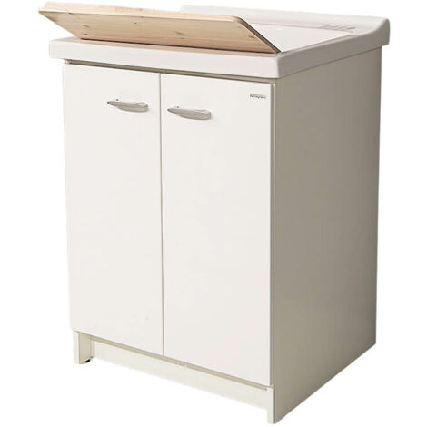 Mobile Lavatoio 63x60x87 cm 2 Ante Asse in Legno Montegrappa Acqua Marella Bianco Lucido