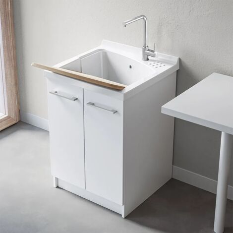 Mobile lavatoio 75x61 cm a due ante con vasca in ceramica Revine