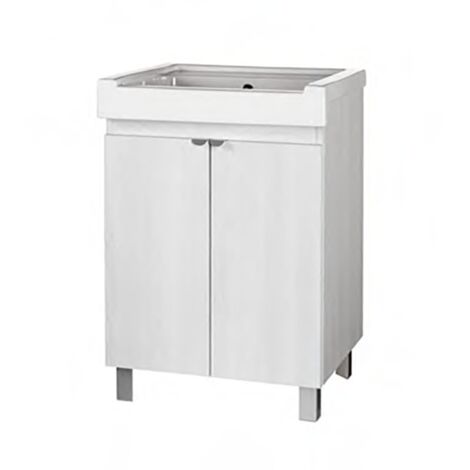 Mobile lavatoio a 2 ante in legno Bianco con vasca in ceramica 60x50 cm