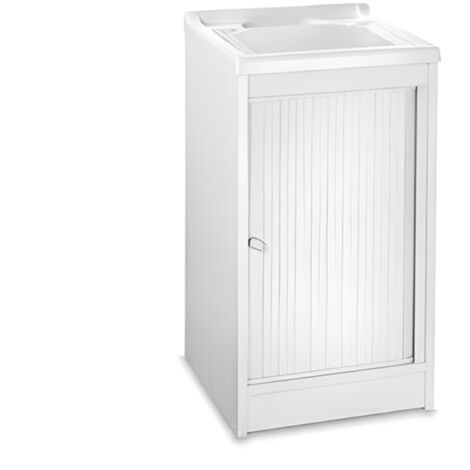 Mobile lavatoio a serrandina in Pvc Bianco 45x50 cm con vasca in resina