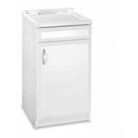 Mobile lavatoio con 1 anta 50x50 cm in Pvc con vasca in resina Bianco