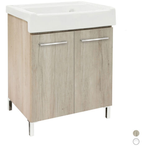 Mobile lavatoio con lavabo in ceramica 2 ante olmo 60x50