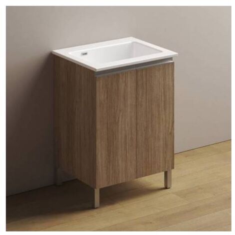 MOBILE LAVATOIO CON LAVABO IN CERAMICA E MANIGLIA A GOLA Misura: Bianco Classico - LxP 60x50 cm