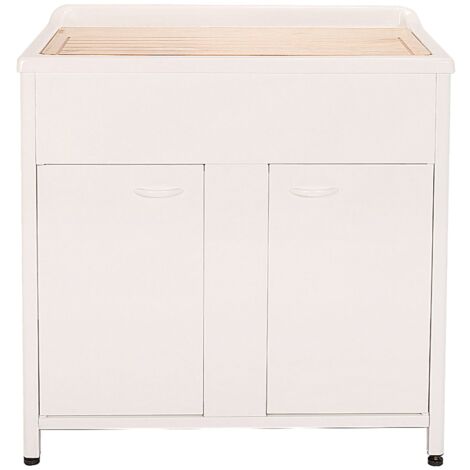 Mobile Lavatoio da Esterno in Polipropilene e Alluminio 80x50x83 cm Bianco