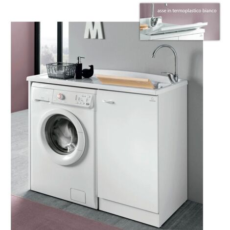 Mobile lavatoio Geromin Prima con porta lavatrice e asse bianco, SINISTRO senza cesto, bianco 7009PRIMAS