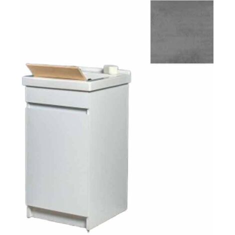 Mobile Lavatoio in Ceramica 1 Anta con Strofinatoio in Legno Massello 45x50x86A cm Grigio Cemento
