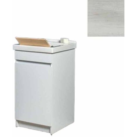 Mobile Lavatoio in Ceramica 1 Anta con Strofinatoio in Legno Massello 45x50x86A cm Olmo Bianco