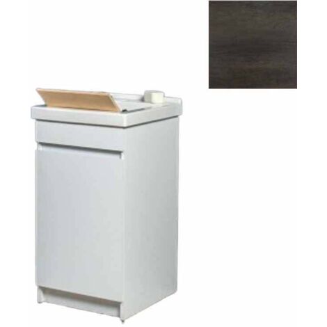 Mobile Lavatoio in Ceramica 1 Anta con Strofinatoio in Legno Massello 45x50x86A cm Olmo Scuro