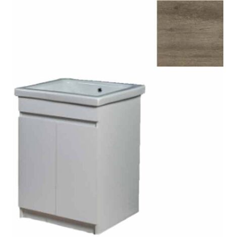 Mobile Lavatoio in Ceramica 2 Ante e Strofinatoio Integrato 60x50x86A cm Olmo Naturale