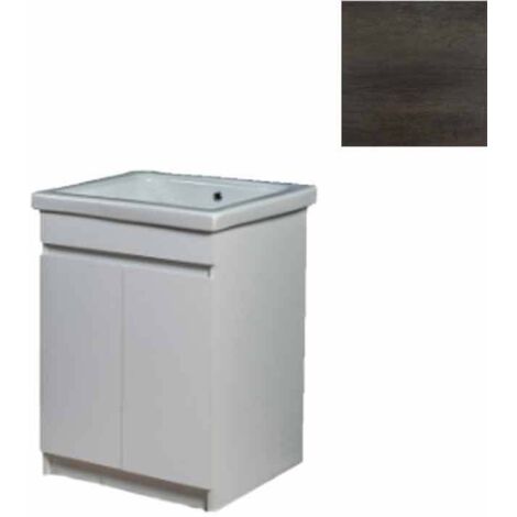Mobile Lavatoio in Ceramica 2 Ante e Strofinatoio Integrato 60x50x86A cm Olmo Scuro