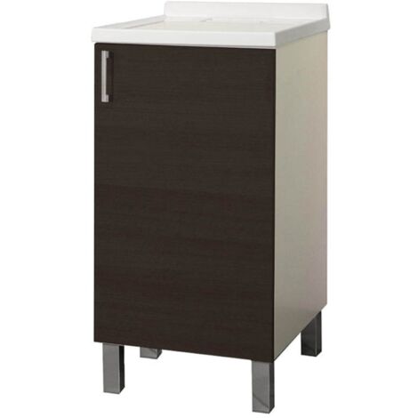 Mobile Lavatoio in legno Olmo Caffe' a 1 anta con vasca in metacrilato 45x50 cm